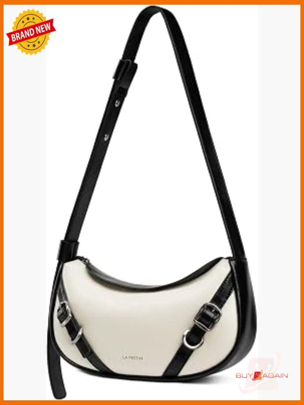 Leather Crossbody Bag Adjustable Strap Purse Zipper Crescent Hobo